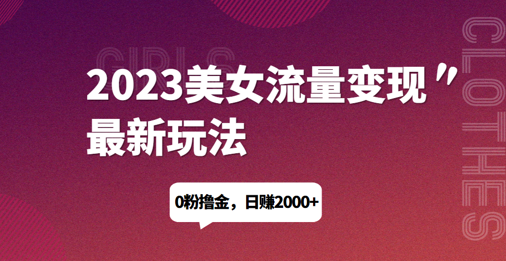 2023美女流量变现最新玩法，0粉撸金，日赚1500+，实测日引流200+网赚项目-副业赚钱-互联网创业-资源整合歪兔小站